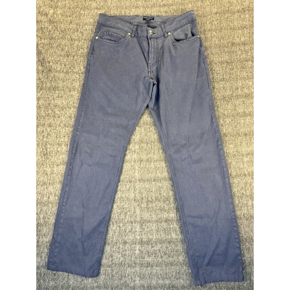 Mens Peter Millar Crown Crafted Wayfare Tailored Fit Blue Chino Pants 32 32